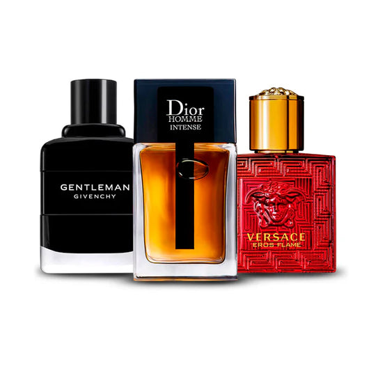 Combination of 3 men's perfumes – Givenchy Gentleman, Dior Homme Intense and Versace Eros Flame [100 ml each]